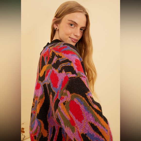 NWT Farm Rio Black Mixed Wild Horses Knit Cardigan - Picture 5 of 5